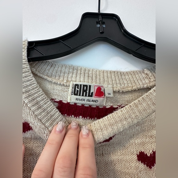 River Island sweater, in hearts ❤️, good condition size UK 14= Us 10 / US M - Picture 3 of 4